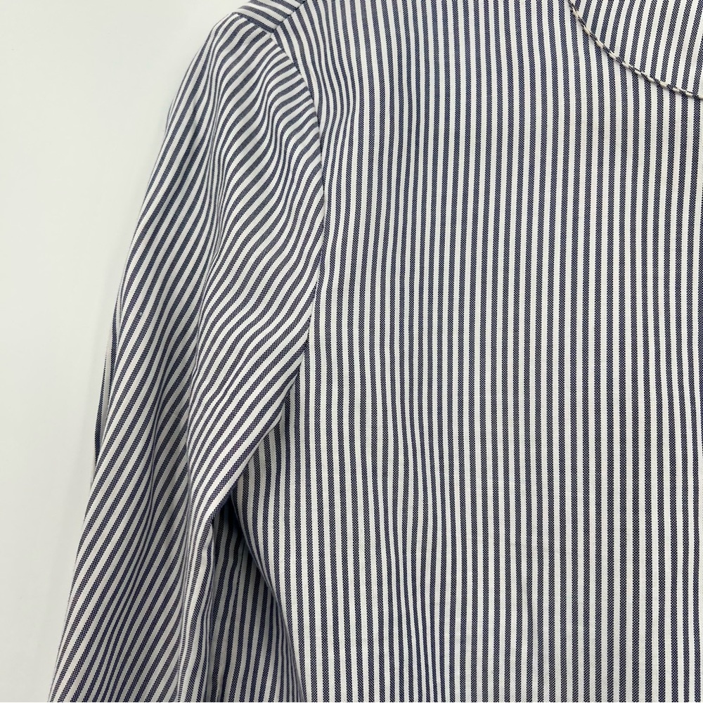 Theory Lexanda Cotton Striped Peplum Top Long Sleeve Ruffle Shirt Blouse Small - Picture 8 of 13